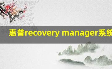 惠普recovery manager系统恢复